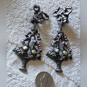 Elegant Pink and Gold Basket Earrings